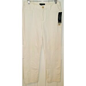 NWT Lauren Ralph Lauren Catlin White Straight Leg Cotton Blend Pants Size 4.